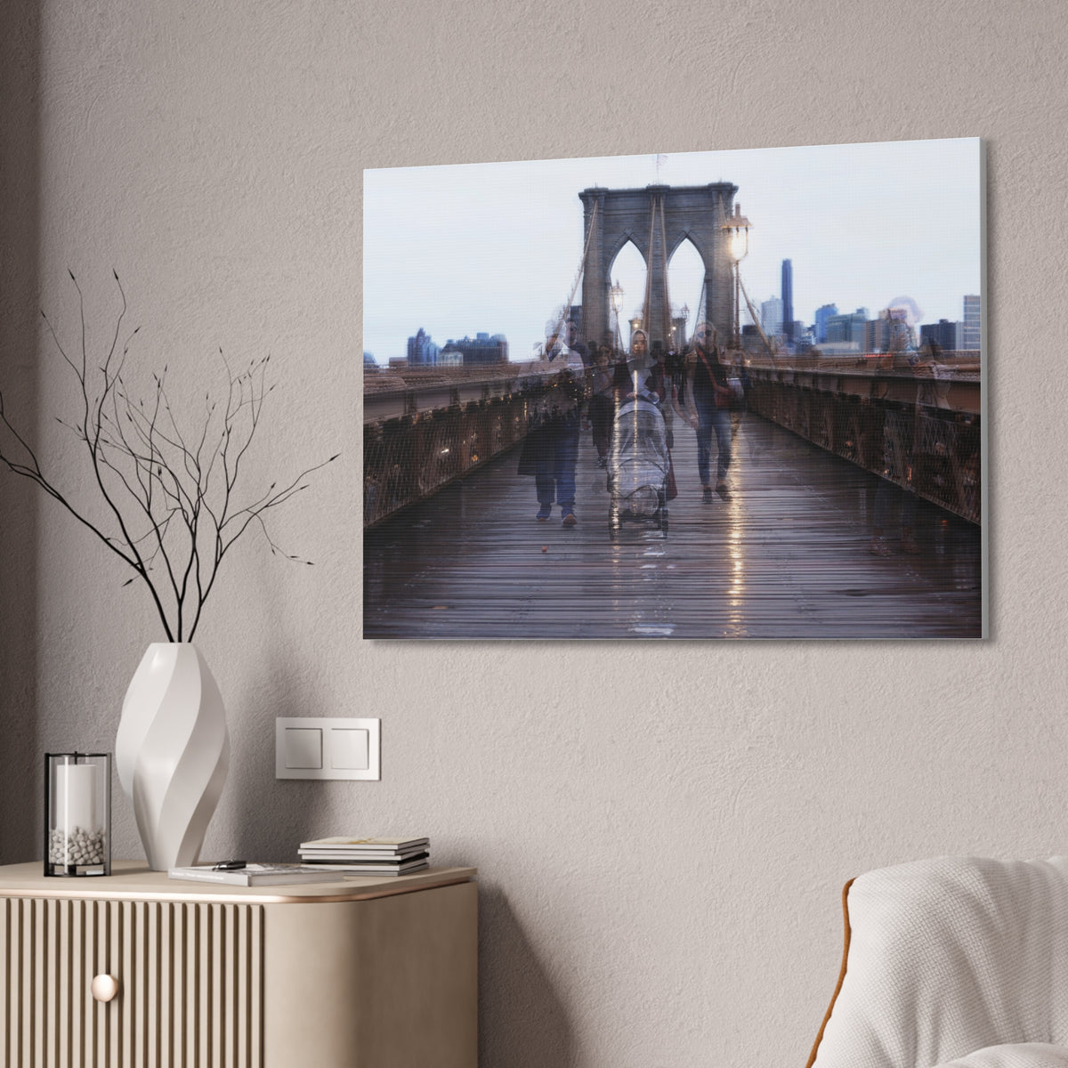 Brooklyn Bridge Canvas Art Print, Home Decor Wall Hanging, Modern Abstract Art, NYC Photography, Living Room Decoration