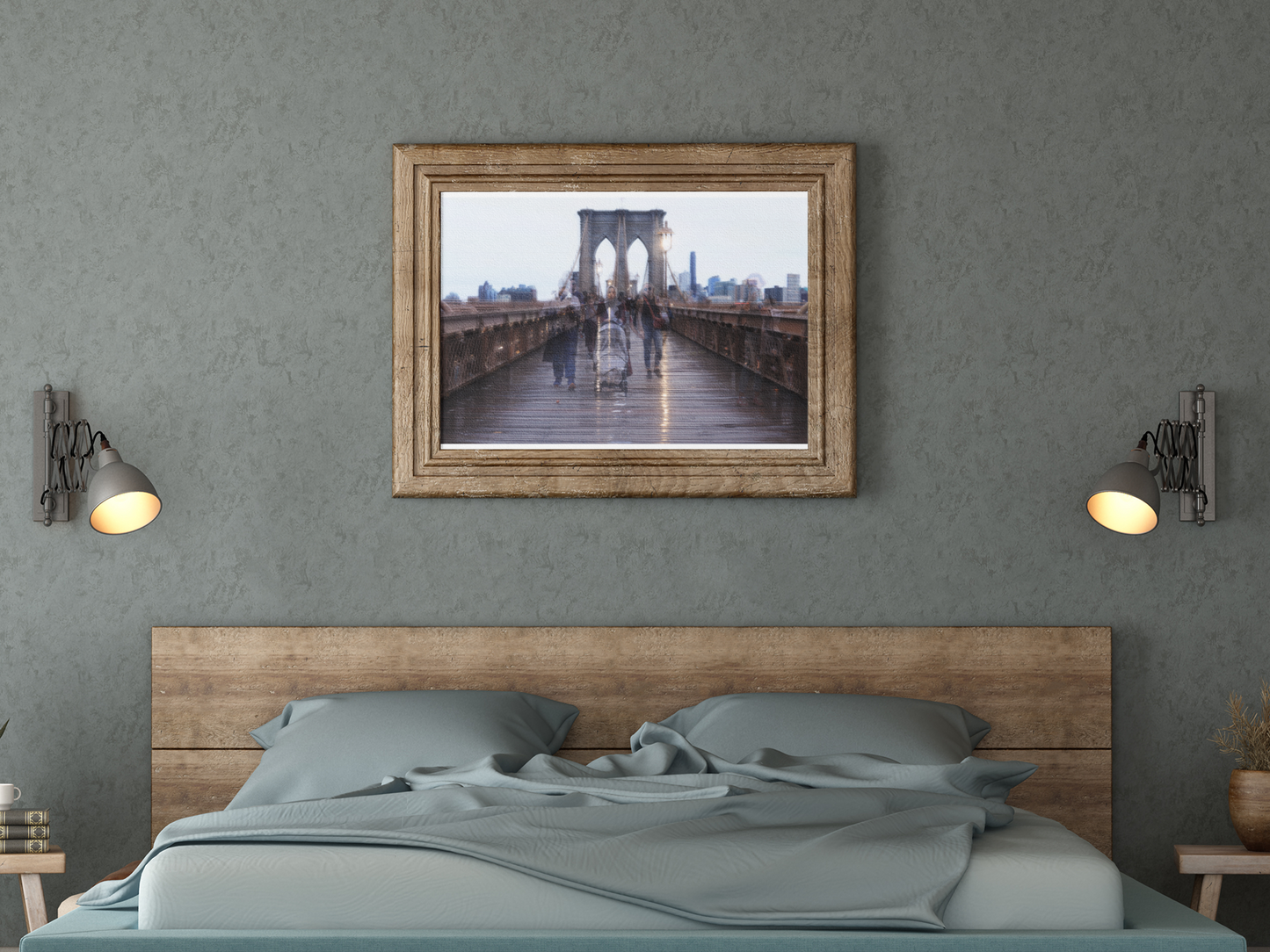 Brooklyn Bridge Framed Wall Art, Urban Home Decor, Modern Landscape Print, Gift for City Lovers, Wall Decoration