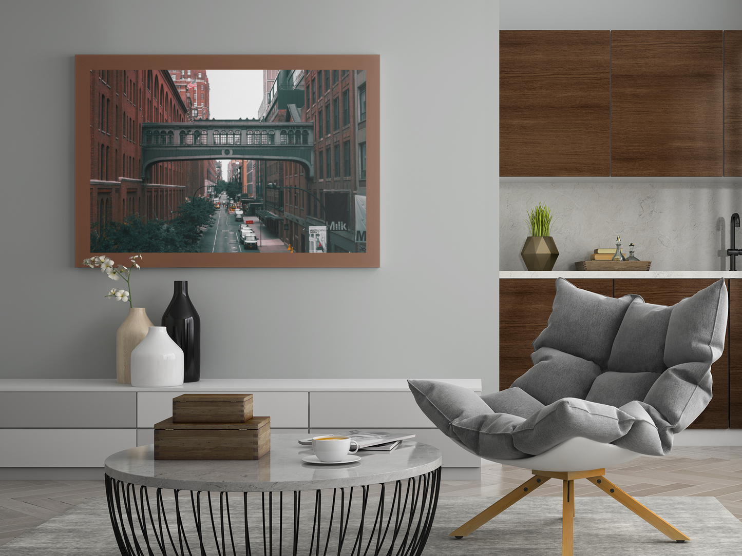 New York City Urban Bridge, Framed Poster, Home Decor, Modern Gallery Art