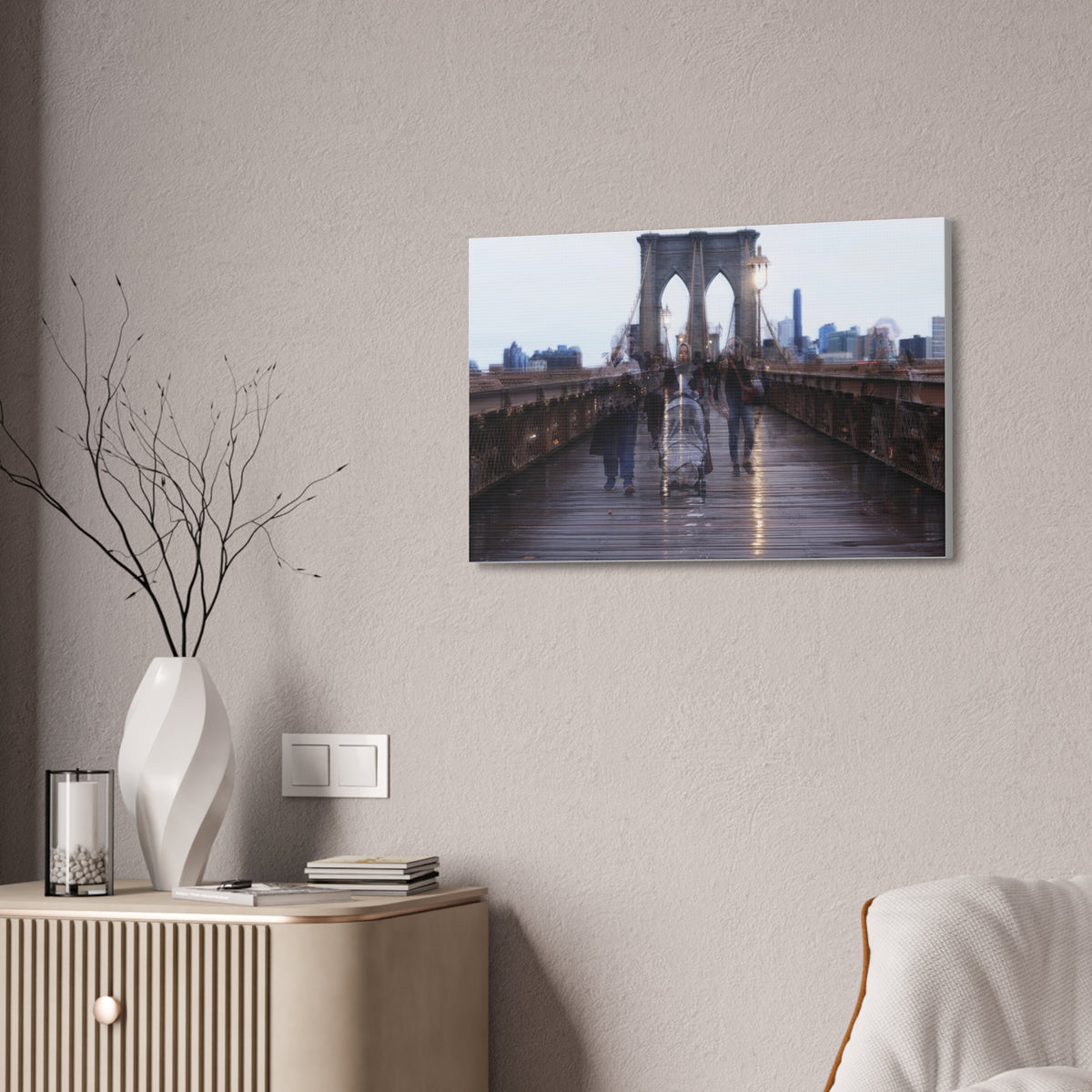 Brooklyn Bridge Canvas Art Print, Home Decor Wall Hanging, Modern Abstract Art, NYC Photography, Living Room Decoration